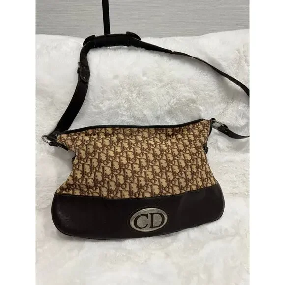 Christian Dior Vintage Oblique Crossbody Bag – Brown Canvas & Leather - Picture 1 of 10